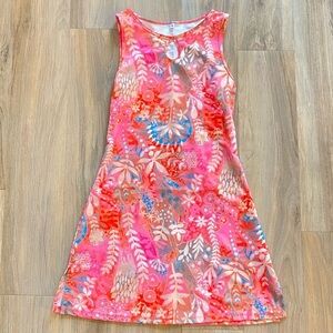 Nuu Muu Coral and Pink Floral Keyhole Neckline Dress Size Small Like New